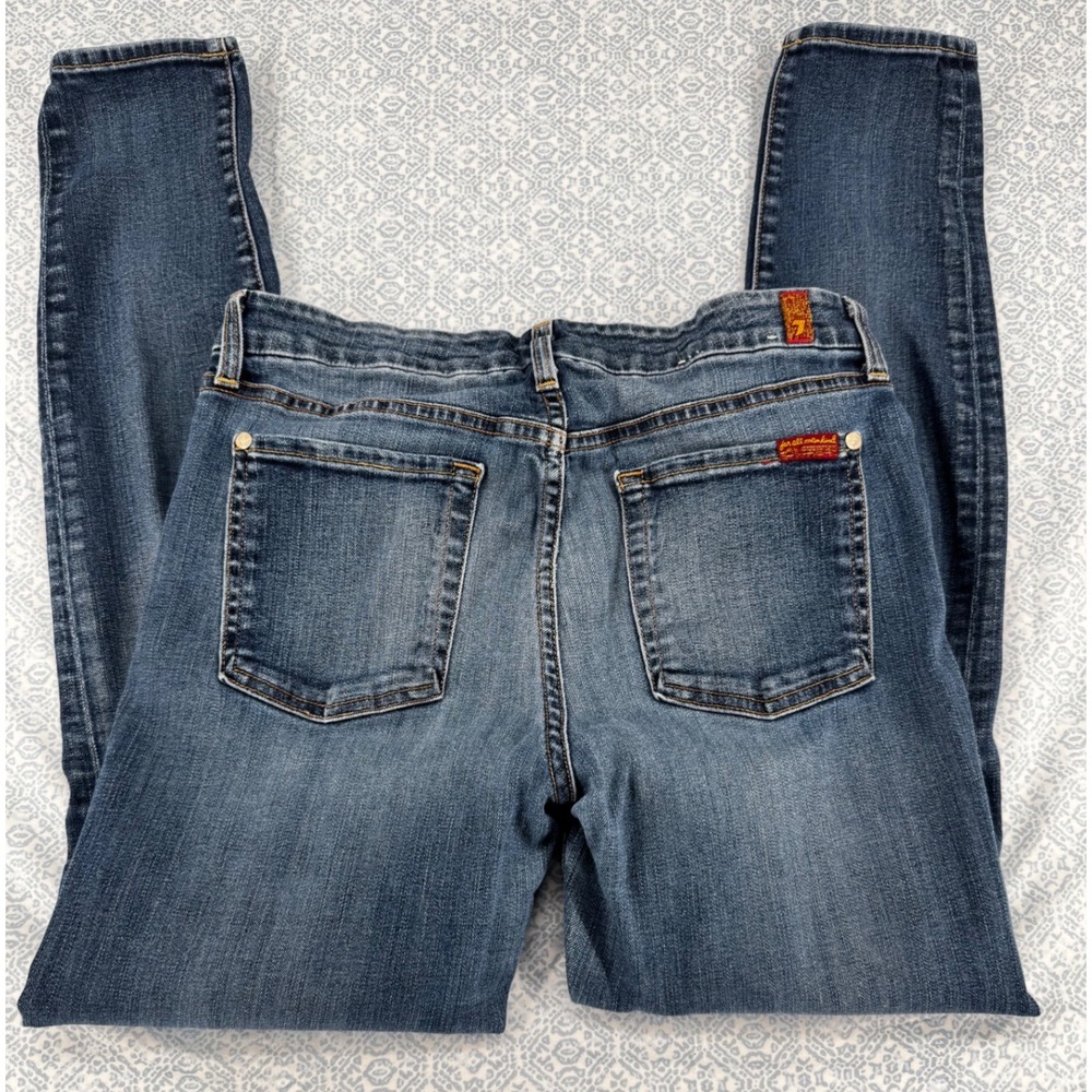 7 For All Mankind Women 31 Skinny Distressed Dark Wash Jeans AU035344A